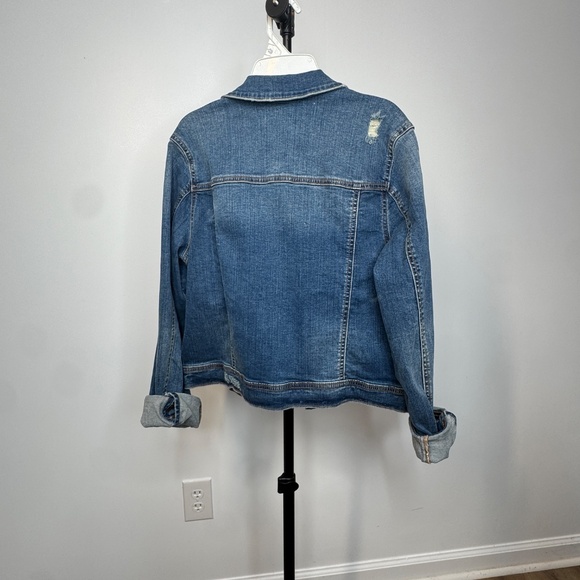 Carly Jean Los Angeles Distressed Denim Jacket – Size Large - Picture 7 of 8